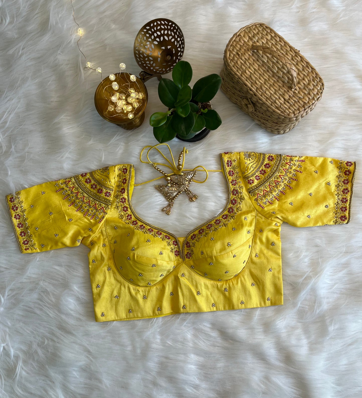 Yellow Bridal Zardozi Blouse - Radiant Raw Silk Fusion for a Glorious Wedding Look